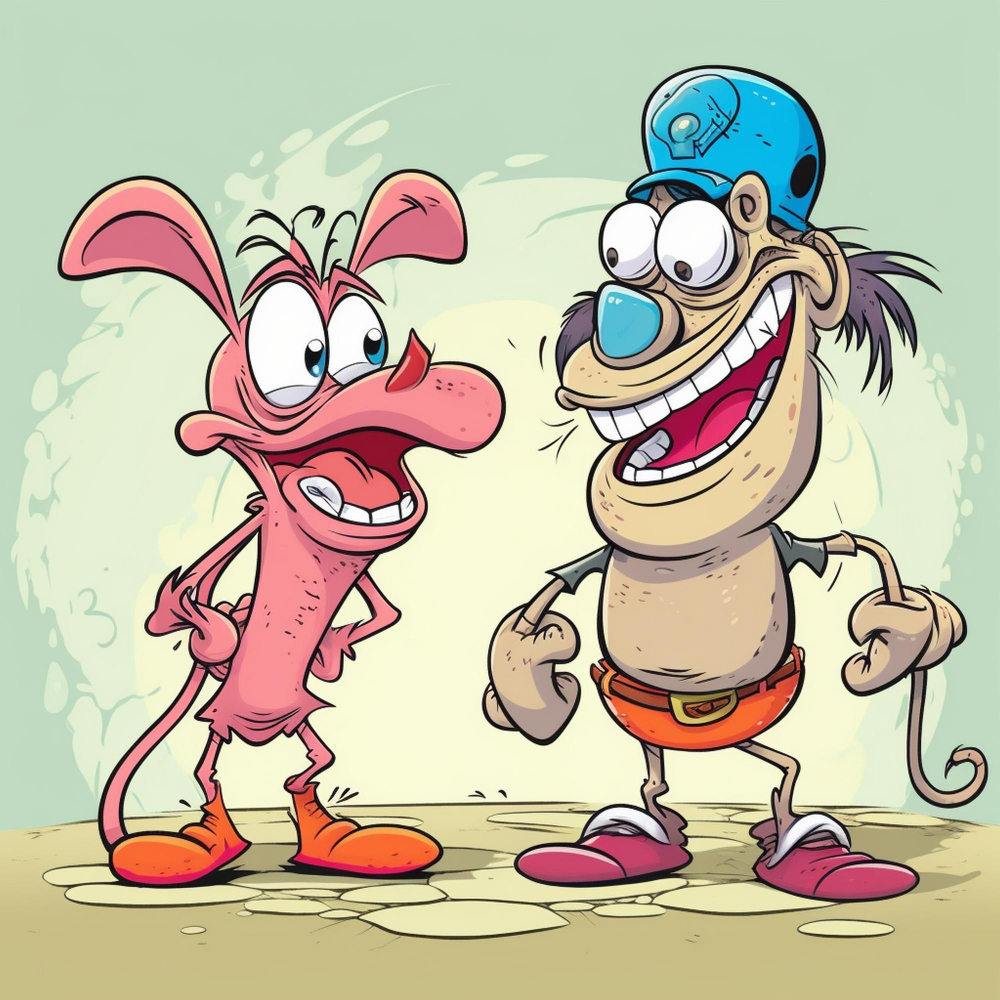 Ren and Stimpy style AI cartoon art